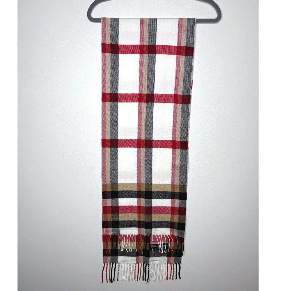 Vintage Scotland 100% Cashmere Plaid Scarf‎ Tartan Fringe Unisex Winter Classic